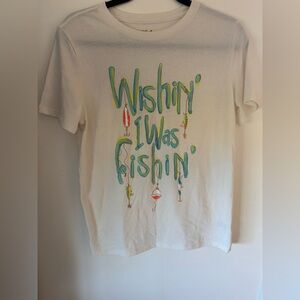 🐠 🐟 🎣 “WISHING I WAS FISHING” Shirt like New  
Youth XL size 16